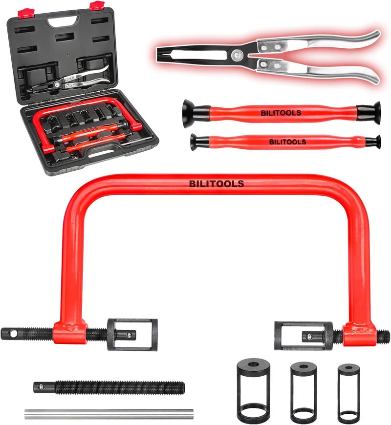 BILITOOLS 13pcs Valve Spring Compressor Tools with Straight Valve Stem Seal Plier, Valve Lapping/Grinding Tool - Image 1